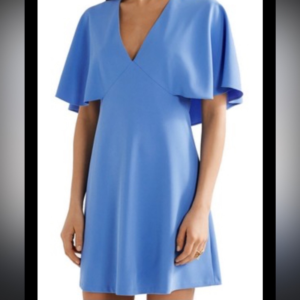 Alice + Olivia Krysta Cape-Back Crepe Mini Dress Blue Size 2